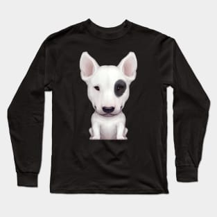 White English Bull Terrier with Black Eye Patch Long Sleeve T-Shirt